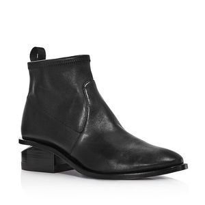 Alexander Wang Kori Stretch Ankle Block Heel Bootie Leather Black 37